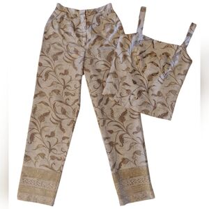 Virgo Size 6 Matching Pant Set Vintage Cropped Pants Coordinating Top Split Hem